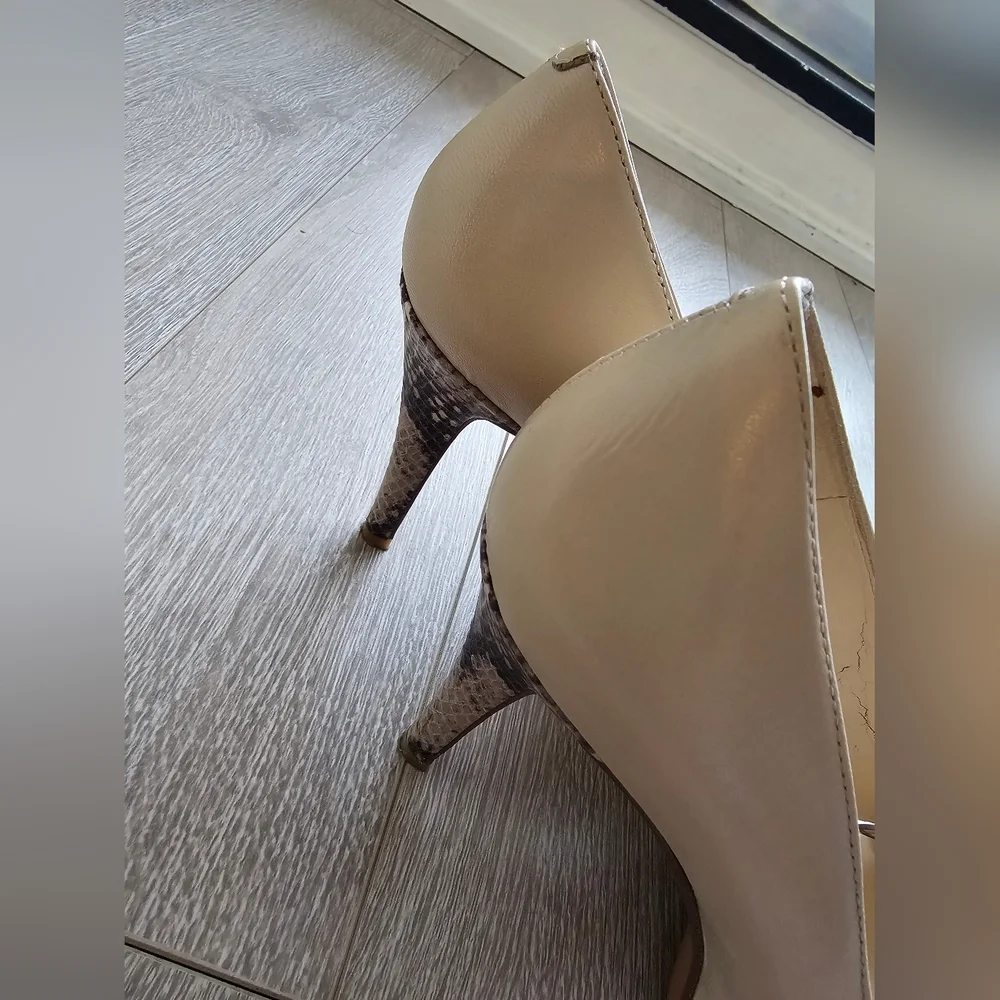 Nine West Snakeskin Leather Peep Hole Heels Pumps Stilettos - Picture 6 of 16